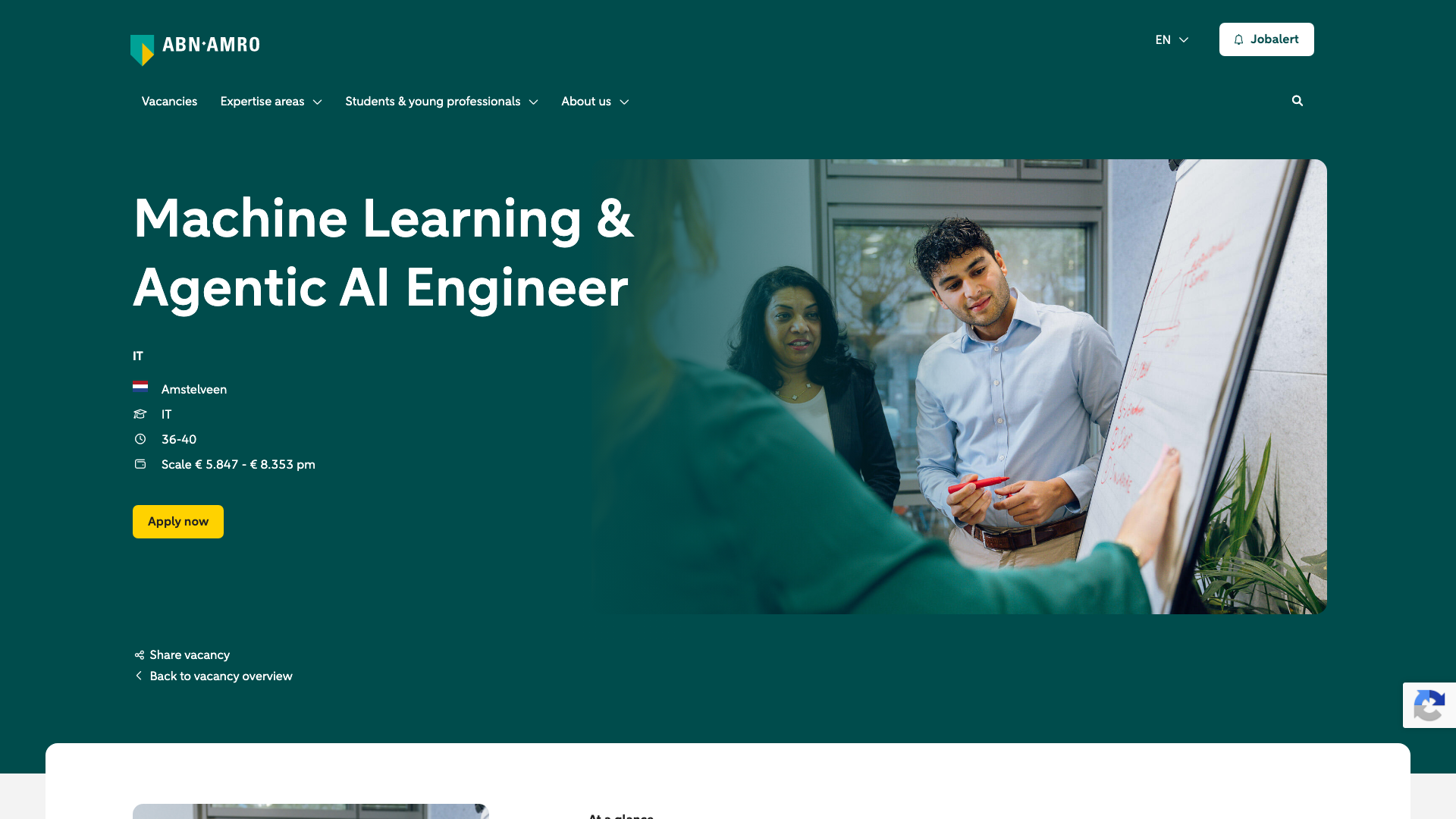Screenshot of the ABN AMRO Machine Learning & Agentic AI Engineer job posting, captured 2026-09-05