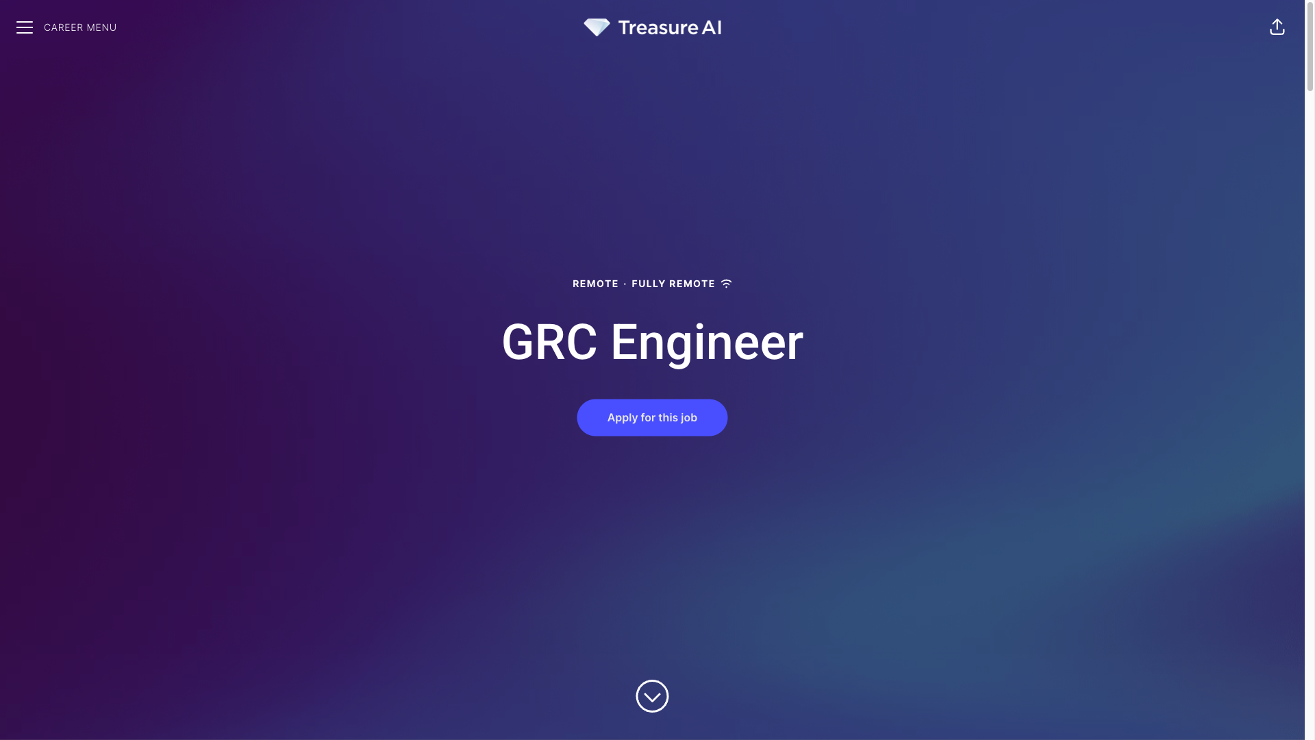 Screenshot of the Treasure AI GRC Engineer job posting, captured 2026-09-23