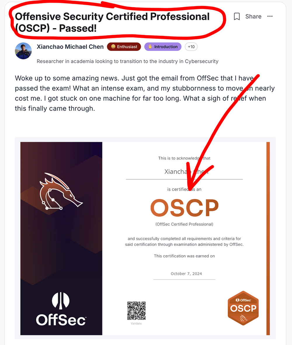 OSCP — Academia to Security Operations — Xianchao Michael Chen