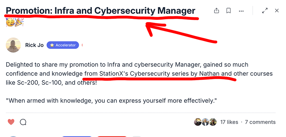 Promoted — Infrastructure & Cybersecurity Manager — Rock