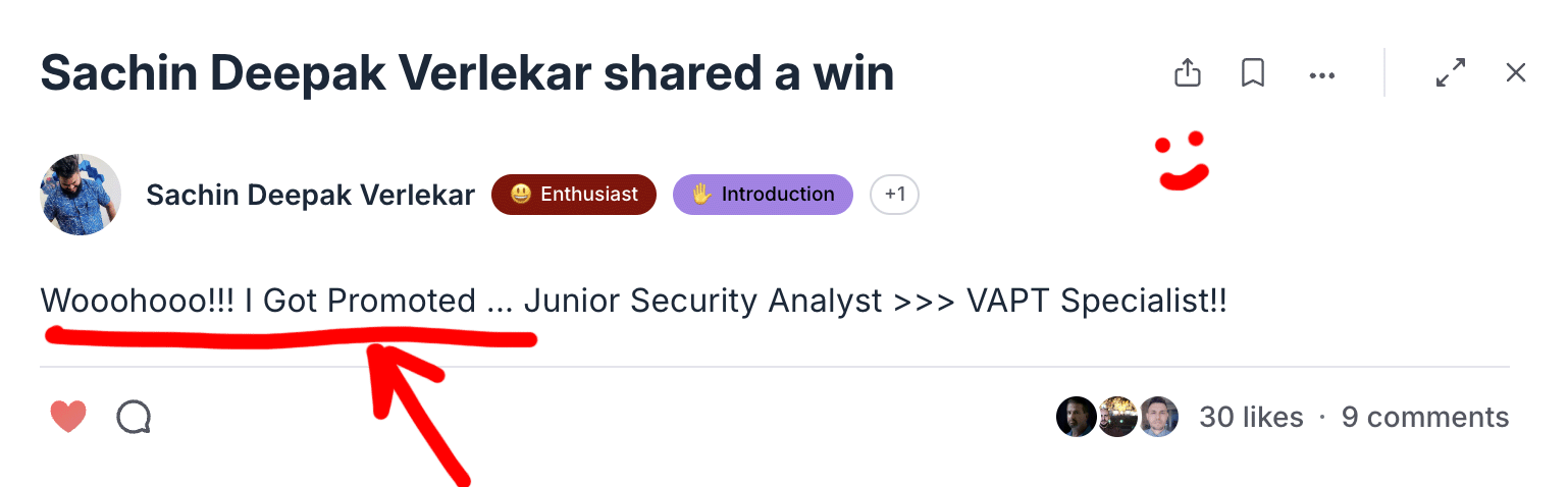 Promoted — Junior Security Analyst → VAPT Specialist — Sachin Deepak Verlekar