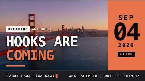 YouTube thumbnail: Function Hooks: a place to cut into the loop · Claude Code news, Sep 4