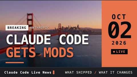 YouTube thumbnail: You can now mod Claude Code · Claude Code news, Oct 2