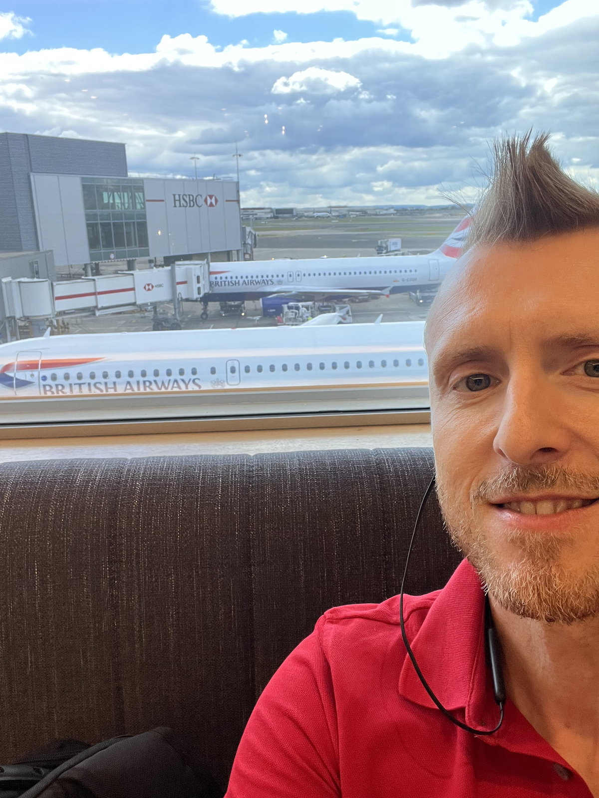 Nathan House in an airport lounge on the way to the NordVPN offices