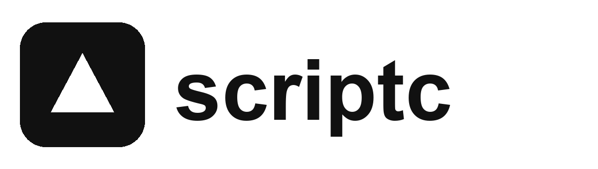 The scriptc logo, a white triangle on a dark rounded square beside the scriptc wordmark